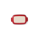 KitchenAid Empire Red, nagy, 32 cm-es kőedény téglalap alakú edény bambusz tetővel