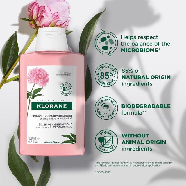 Klorane Soothing Shampoo with Organic Peony for Sensitive Scalps   200ml