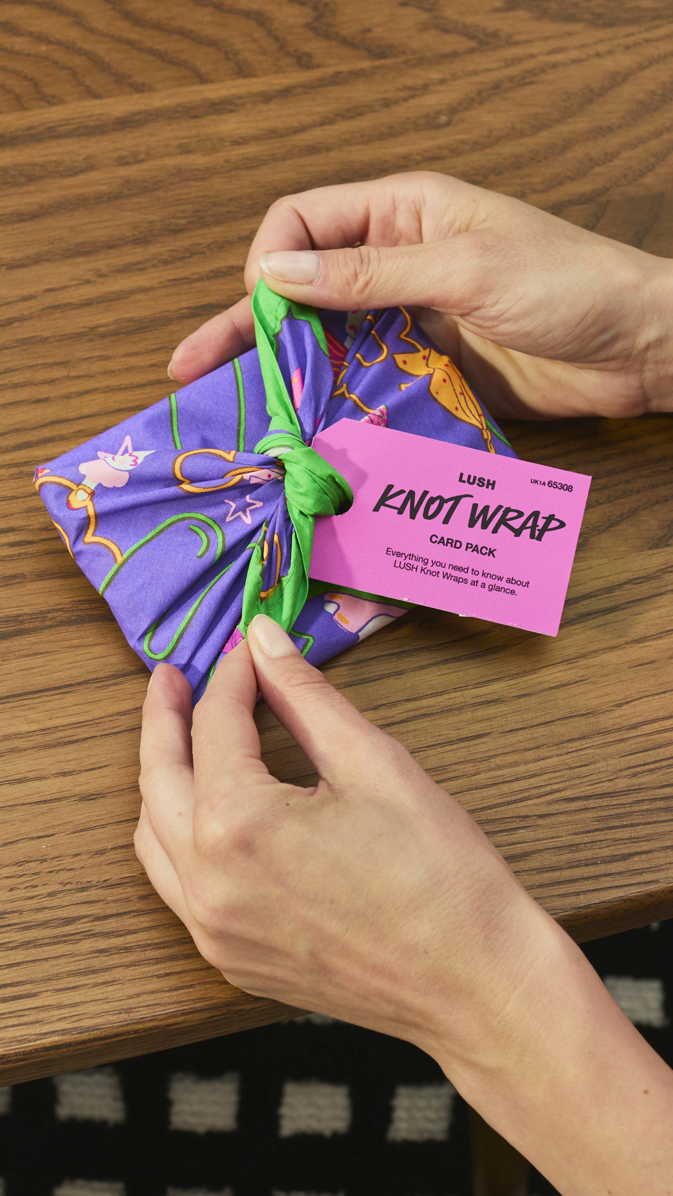 Lush Knot Wrap card pack organic cotton 35cm, imported from the UK