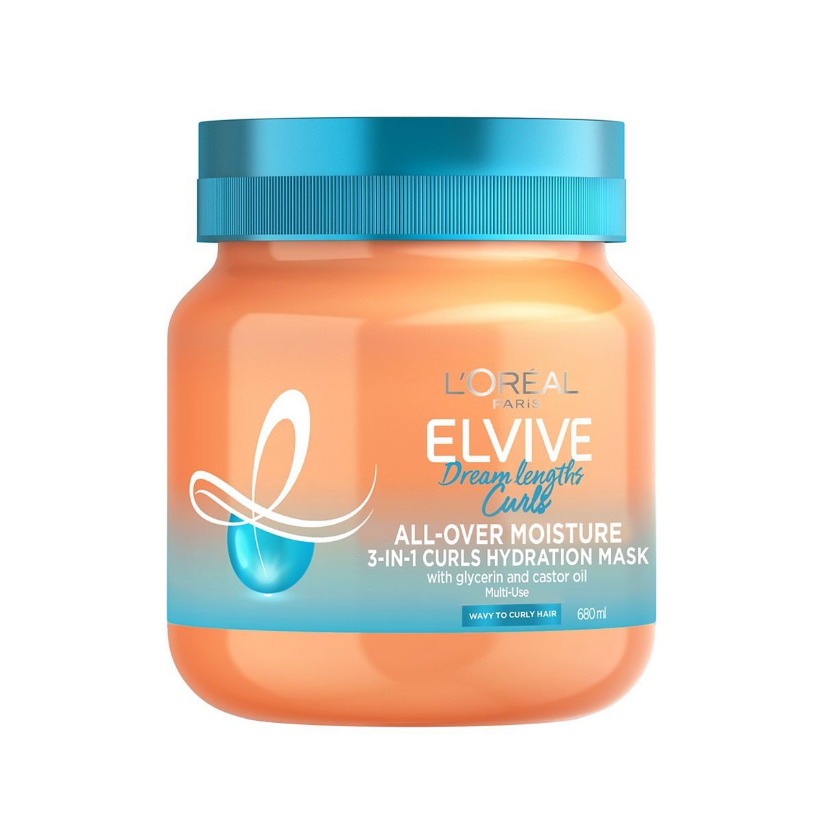 L'Oreal Paris Elvive Dream Lengths Curls 3 az 1-ben Curls hidratáló maszk hullámos és göndör hajra 680 ml