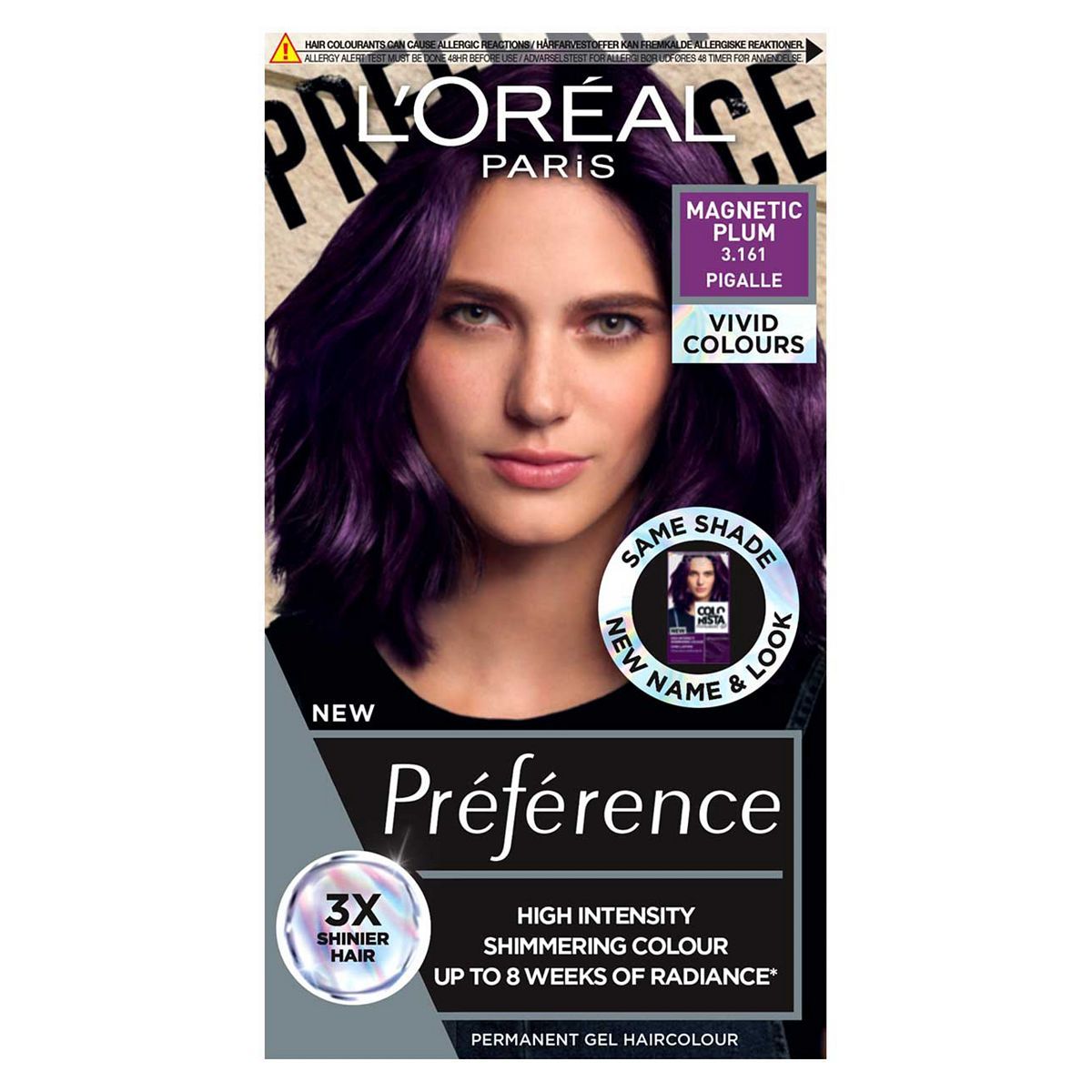L'Oreal Paris Preference Vivids permanent hårfarge, intens lysende farge, magnetisk plomme 3.16