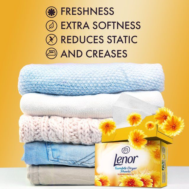 Lenor Fabric Tumble Dryer Sheets Summer Breeze   34 per pack