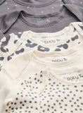 Leopard &amp;amp; Spot Printed Long Sleeve Bodysuits 7 Pack Tiny Baby