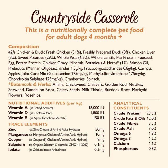 Lily's Kitchen Dog Chicken &amp;amp; Duck Countryside Casserole Adult Dry Food   1kg