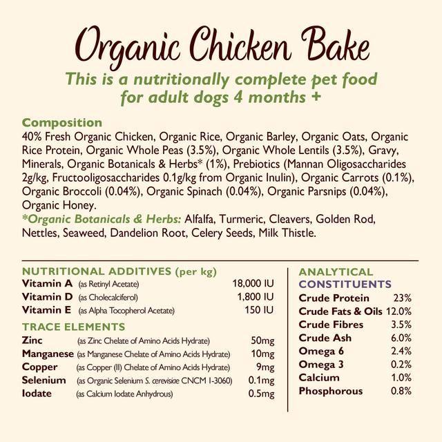 Lily's Kitchen Dog Organic Chicken Bake Adult Dry Food   1kg