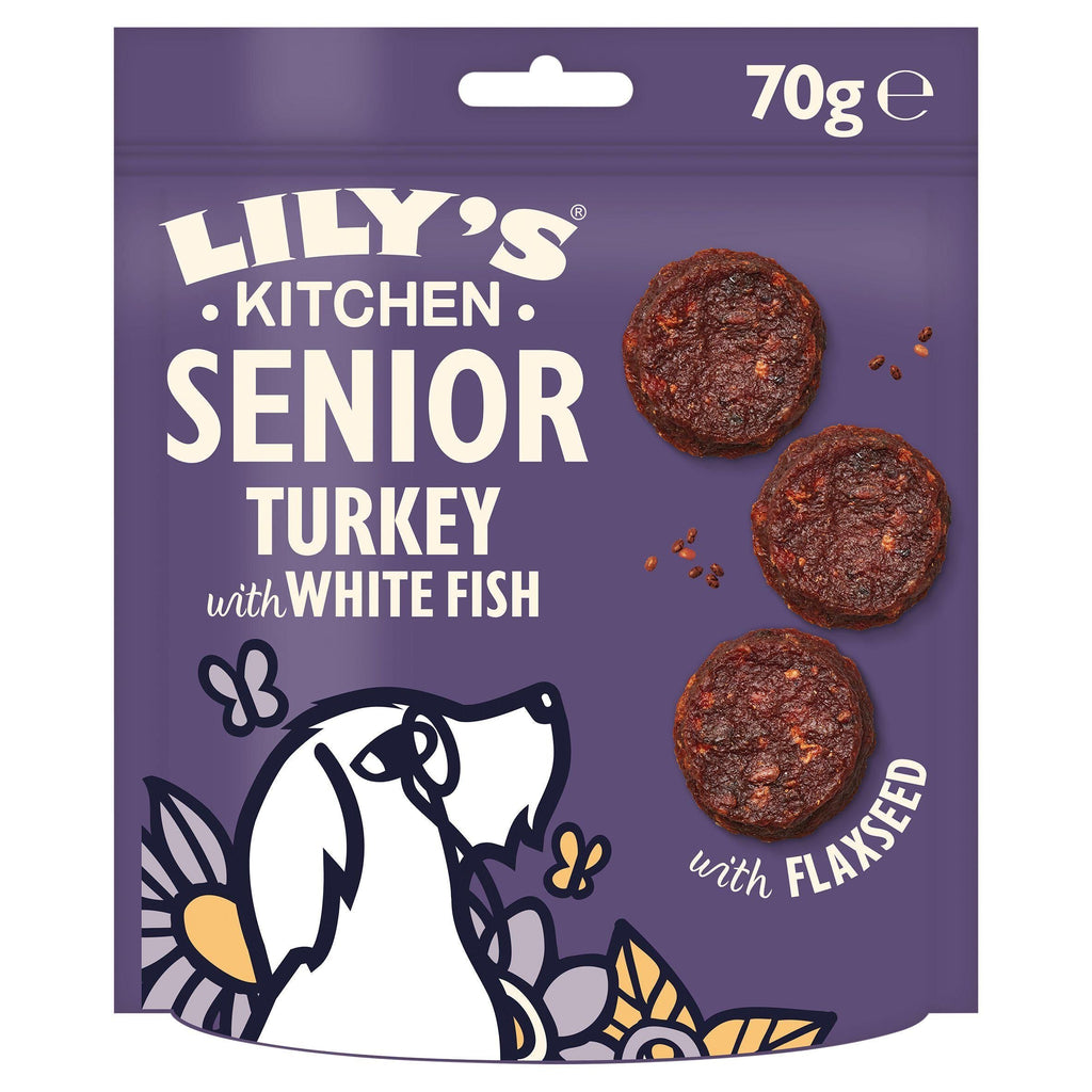 Lily's Kitchen Senior kalkun og hvit fisk biter hundegodbiter 70g