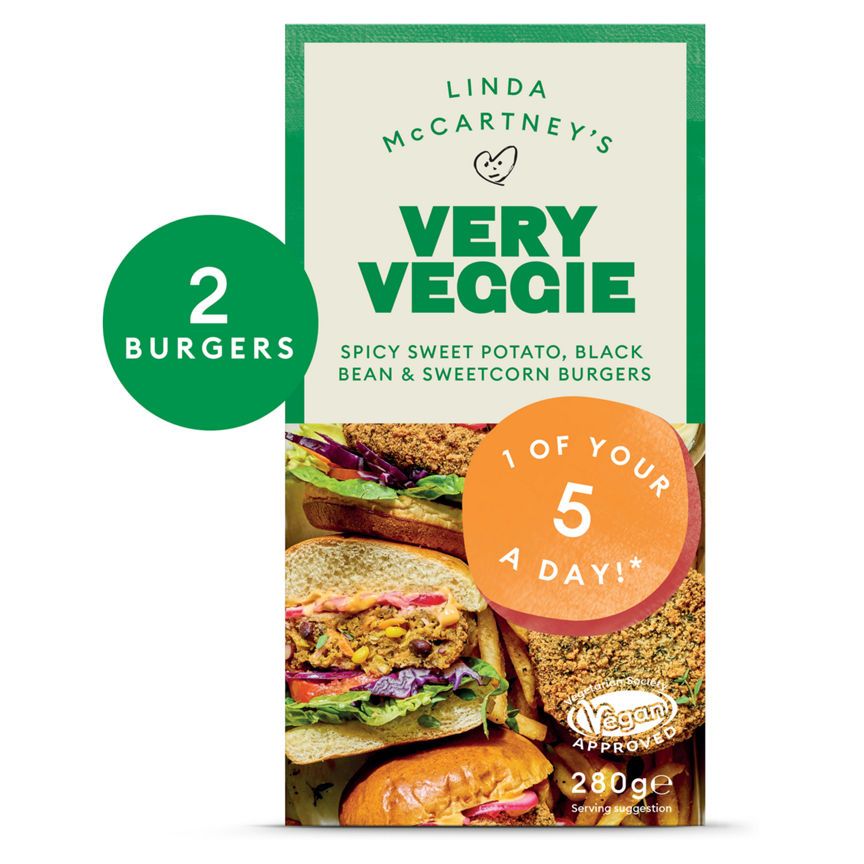 Linda McCartney's Very Veggie Spicy Sweet Potato, Black Bean &amp;amp; Sweetcorn Burgers 280g