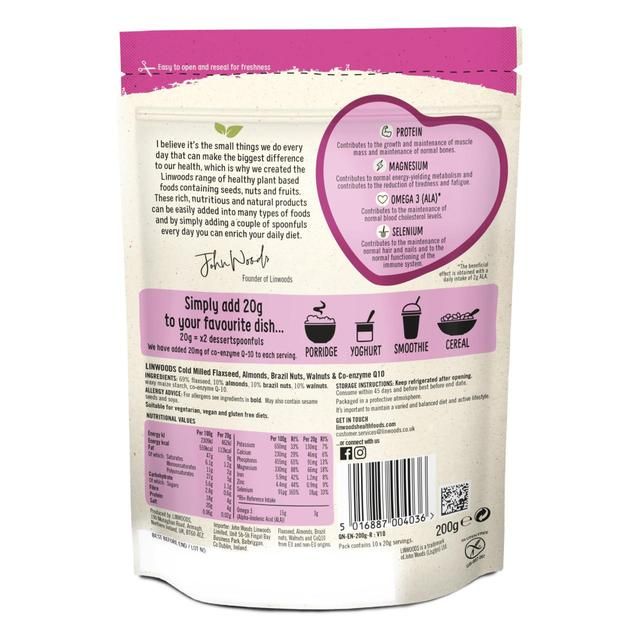 Linwoods Milled CO-Q10 Flaxseed Almonds Brazil &amp;amp; Walnuts    200g