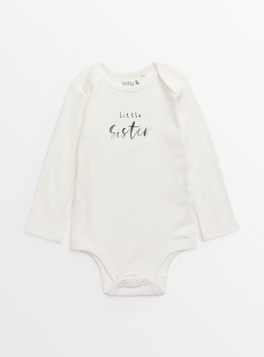 Little Sister Slogan White Bodysuit 6-9 months