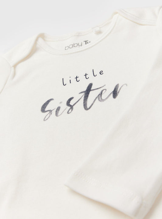 Little Sister Slogan White Bodysuit 6-9 months