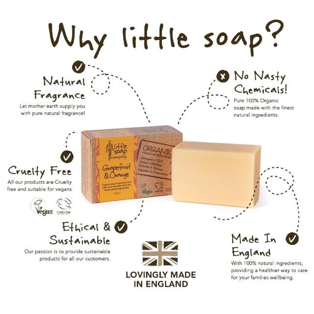 Little Soap Company Organic Bar Soap Grapefruit &amp;amp; Orange   110g