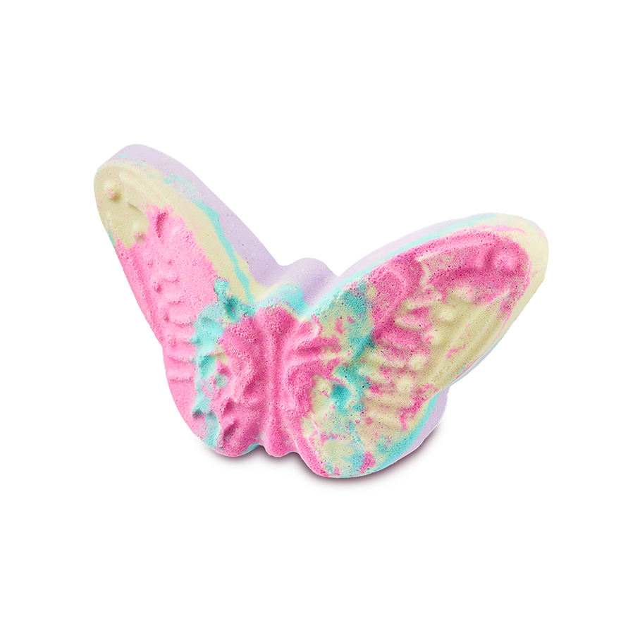 Lush butterfly bath bomb with pastel colours (British brand)
