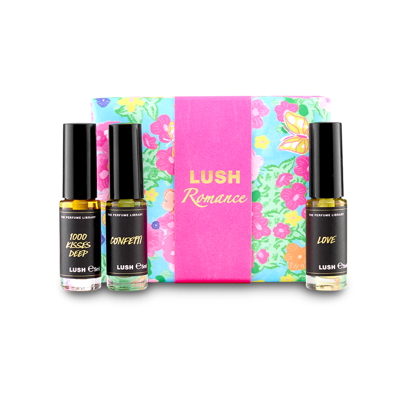 Lush Romance perfume discovery box gift with three 5ml perfumes (British brand)