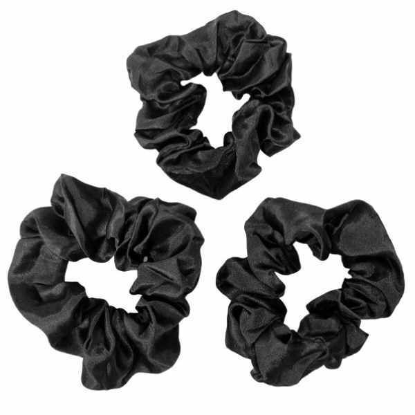 LUVYAH Cosmetics Satin Sleep Scrunchies - Sett med 3 svarte