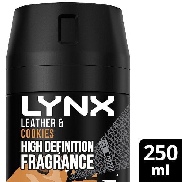 Lynx Men Leather &amp; Cookies Bodyspray Deodorant Aerosol 250ml