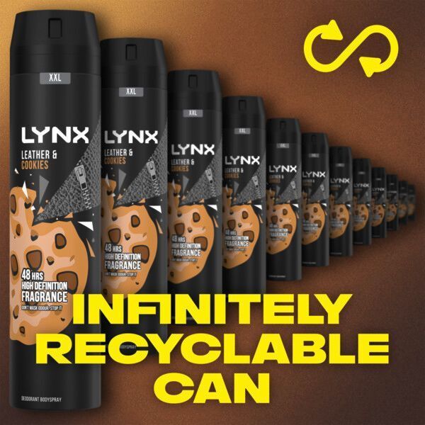 Lynx Men Leather &amp; Cookies Bodyspray Deodorant Aerosol 250ml