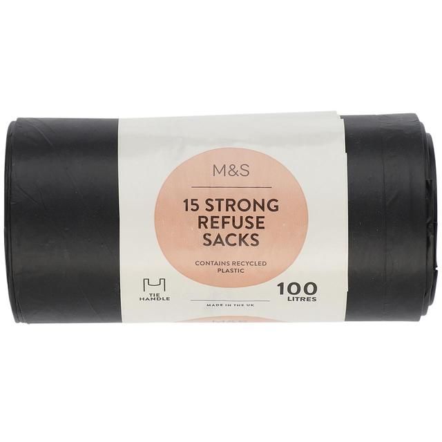 M&S 15 slipshåndtak 100L avfallssekker 15 per pakke