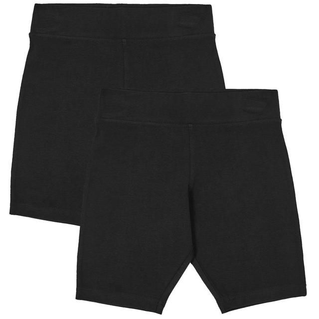 M&amp;amp;S 2pk Cotton Stretch Shorts 4-14 Years Black