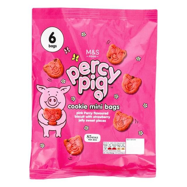 M&amp;amp;S All Butter Mini Percy Pig Cookie Bags   6 x 18g