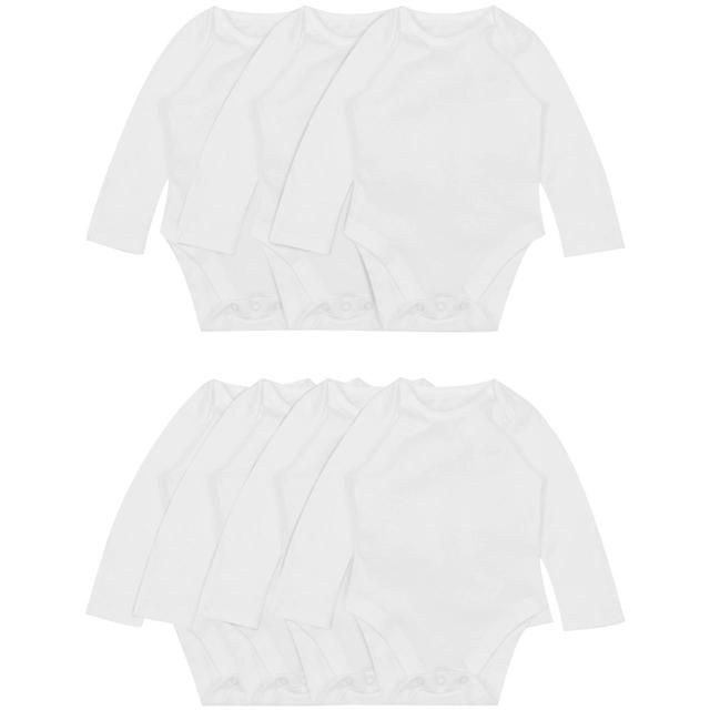 M&amp;amp;S Baby Cotton Long Sleeve Bodysuits 7 Pack White