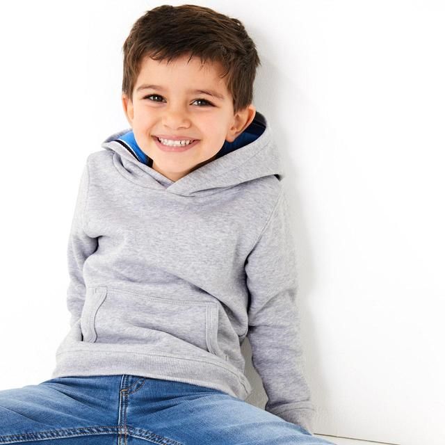 M&amp;amp;S Boys Pullover Hoodie Grey 2-3 Years