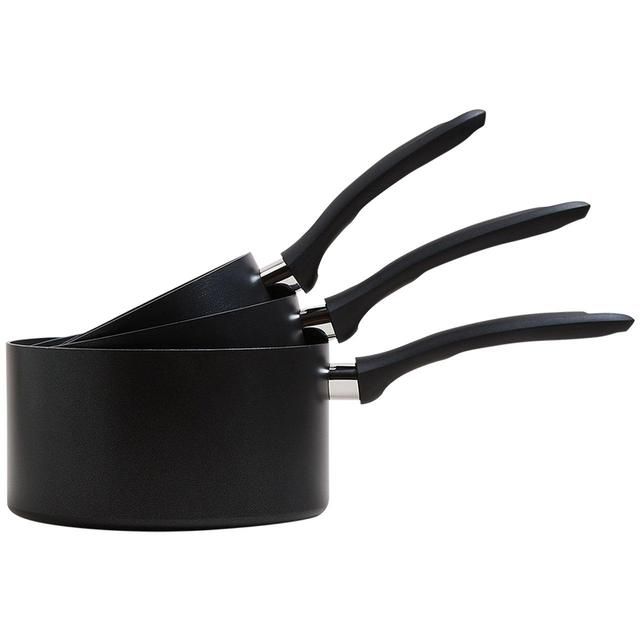 M&amp;amp;S Collection 3 Piece Black Aluminium Non Stick Pan Set 'One Size Black   3 per pack