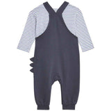 M&amp;amp;S Cotton Rich Dinosaur Dungaree 0 Months-3 Years Charcoal Mix