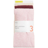 M&amp;amp;S Cotton Rich Tights 0 Months-14 Years 3 Pack Multi