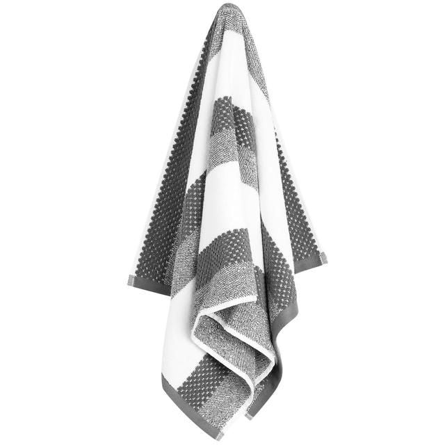M&amp;amp;S Cotton Textured Stripe Face Towel Charcoal 30X30cm