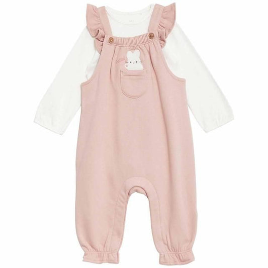 M&S Frill Bunny Dungaree 0 Months-3 Years Pink