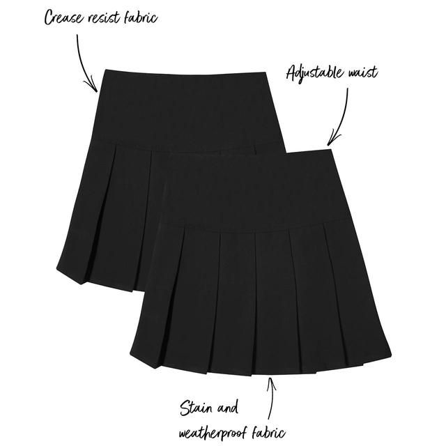 M&amp;amp;S Girls 2pk Black Crease Resistant School Skirts 4-14 Years