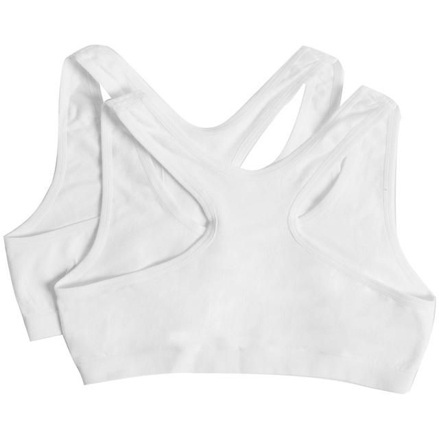 M&amp;amp;S Girls Seamfree Cropped Tops 6-8 Years White   2 per pack