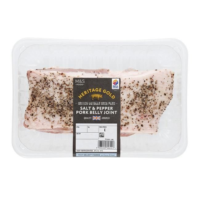 M&amp;amp;S Heritage Gold British Salt &amp;amp; Pepper Pork Belly Joint   Typically: 700g