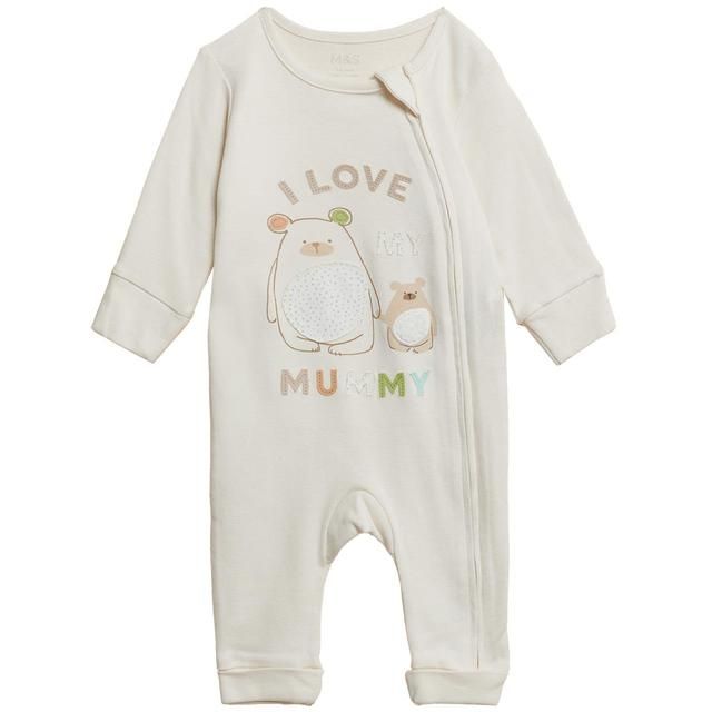 M&amp;amp;S Pure Cotton I Love Mummy Sleepsuit 9-12 Months Marmalade