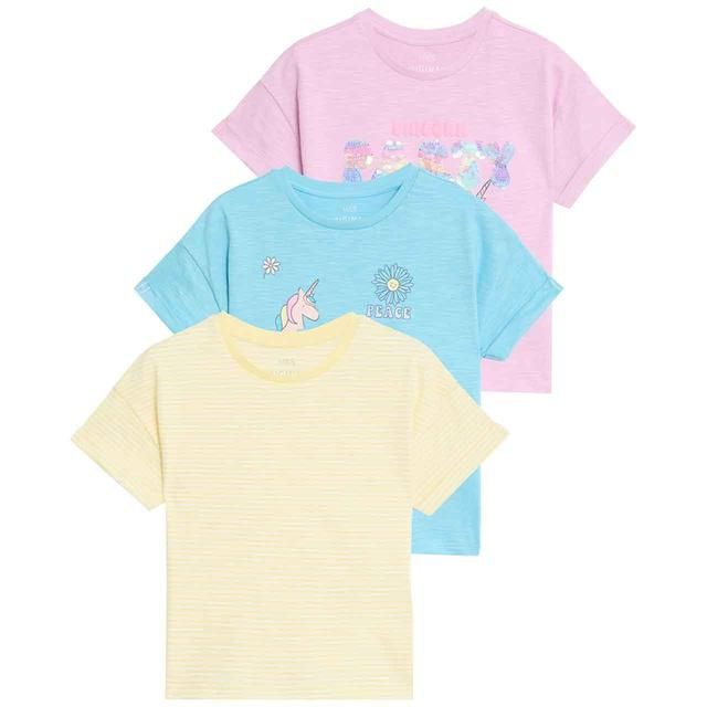 M&S Pure Cotton Unicorn T-skjorter 2-7 år Rosa