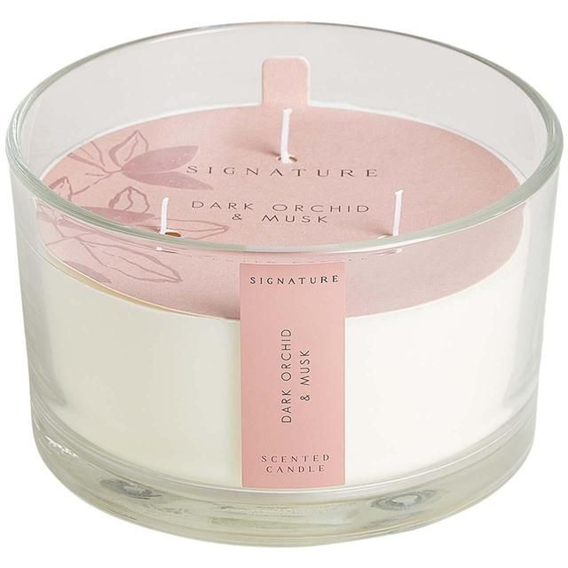 M&amp;amp;S Signature Dark Orchid &amp;amp; Musk 3 Wick Candle Pink Mix