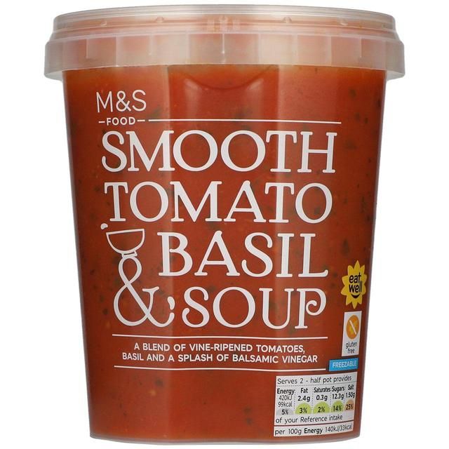M&S glatt tomat- og basilikumsuppe 600g