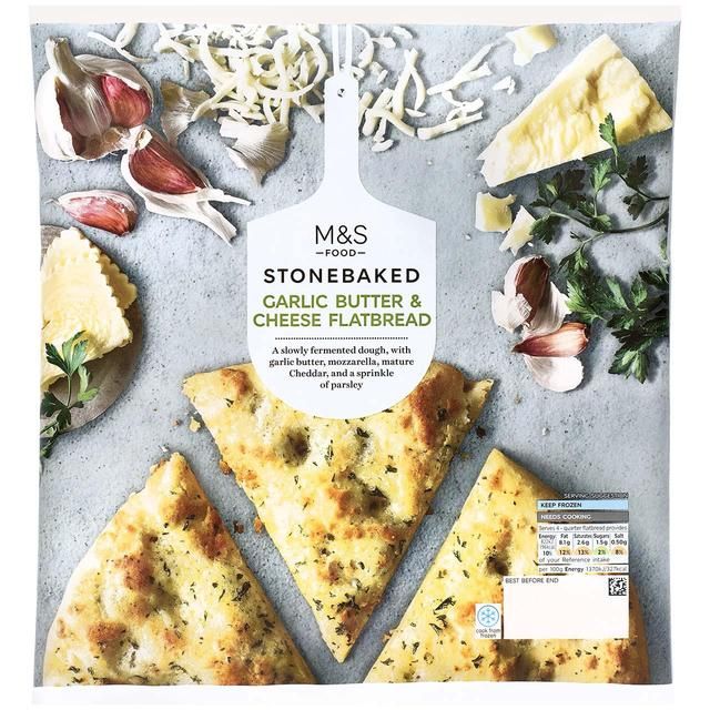 M&S steinbakt hvitløk og ost flatbrød frosset 240g