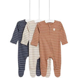 M&amp;amp;S Stripe Bear Zip Sleepsuits 18-24 Months 3 Pack   3 per pack
