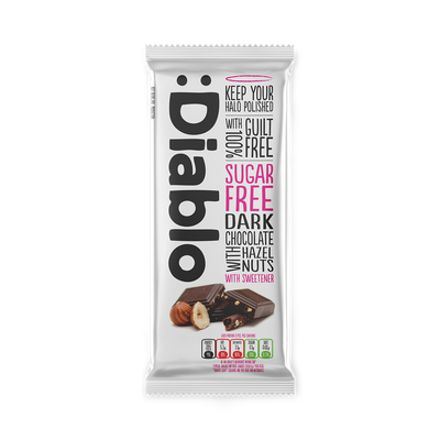 Diablo zuckerfreie dunkle Schokolade mit Haselnüssen Riegel 85g