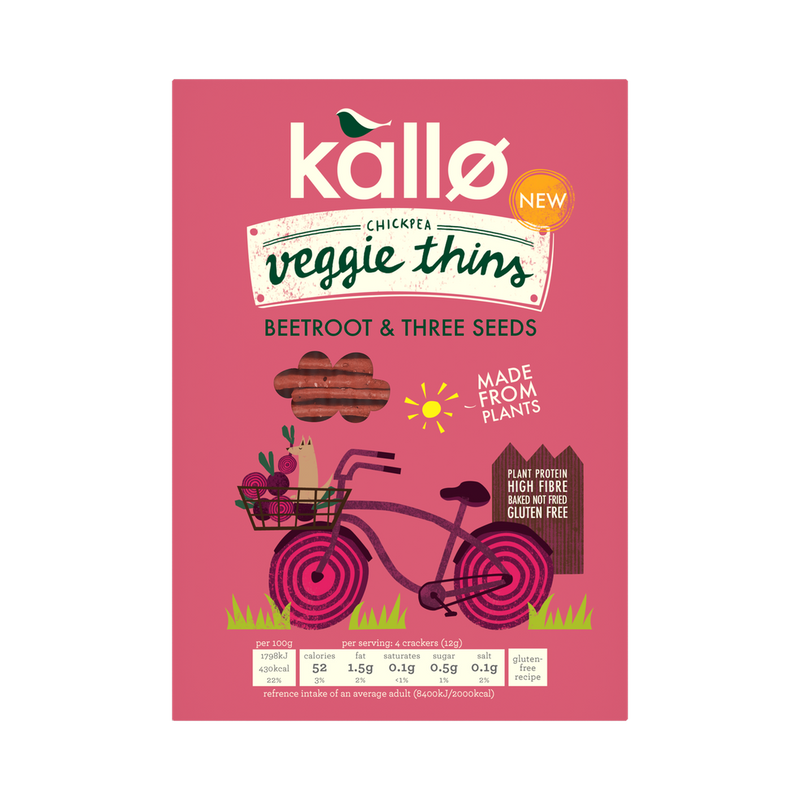 Kallo Beetroot Three Seeds Veggie Thins 100g