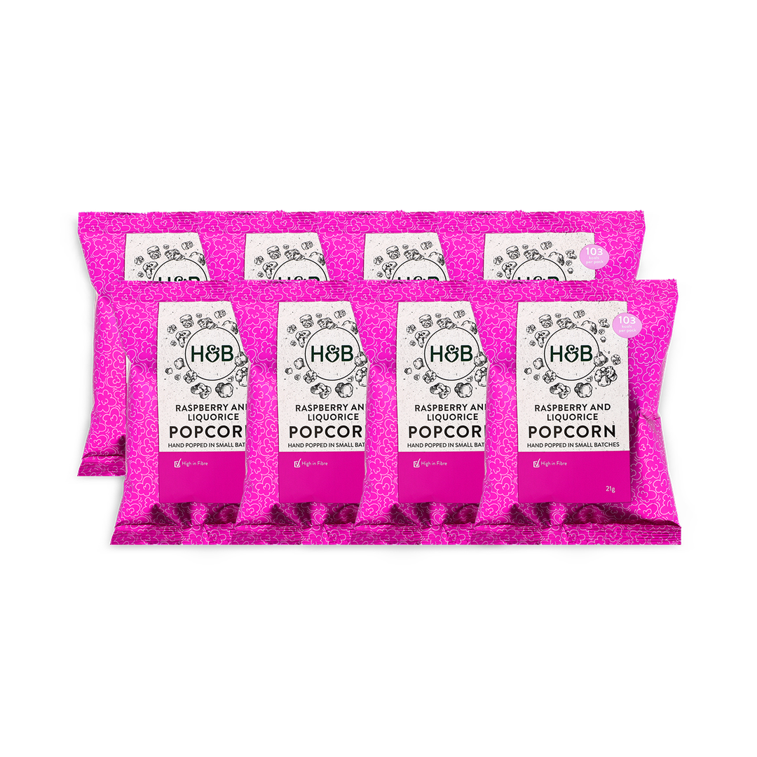 Holland Barrett Raspberry Liquorice Popcorn 8x 21g