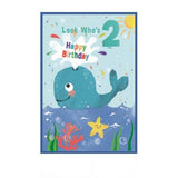 Simon Elvin Whale 2nd Birthday Card (Pack of 6)
