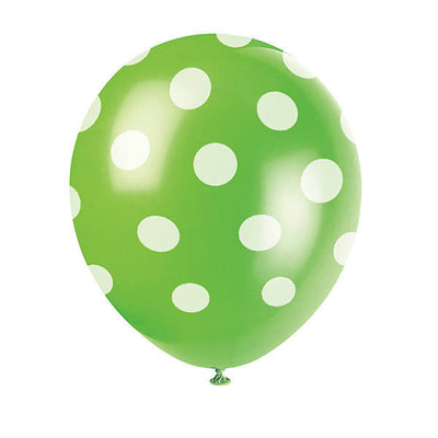 Unike festballonger i latex, 12 tommer, med prikker (pakke med 6)