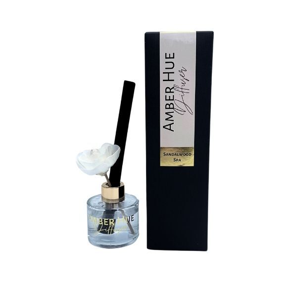 Amber Hue Candles - Sandalwood Spa - Flower Reed Diffuser - 100ml