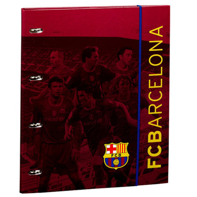 A4-Ringbuchmappe mit Hardcover und FC Barcelona-Branding.