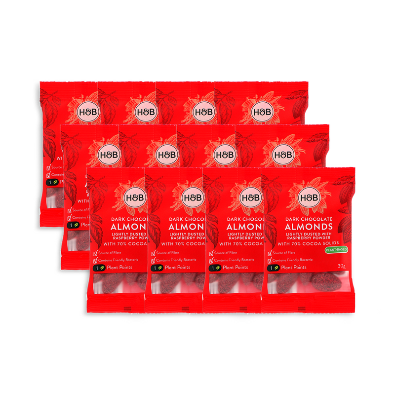 Holland Barrett Dark Chocolate Raspberry Almonds 12x 30g