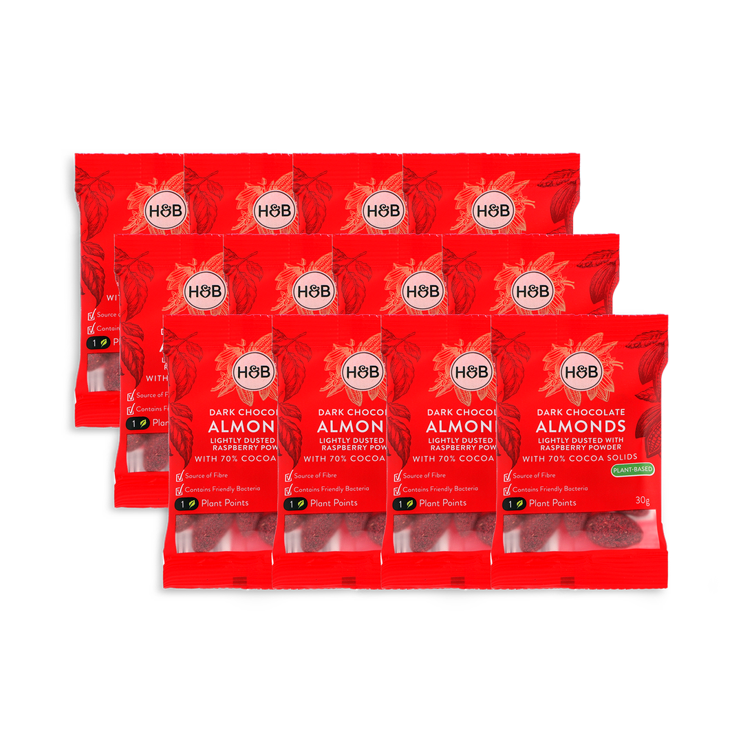 Holland Barrett Dark Chocolate Raspberry Almonds 12x 30g