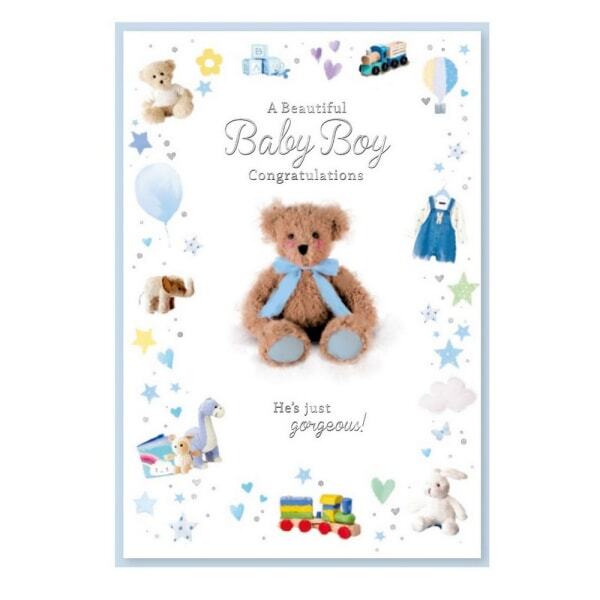 Material: Card. Design: Elephant, Hearts, Printed, Rabbit, Stars, Teddy Bear, Text. Contents: 6 Envelopes. Occasion: New Baby.