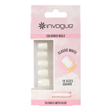 Invogue Classic White Square Nails (24 Pieces)